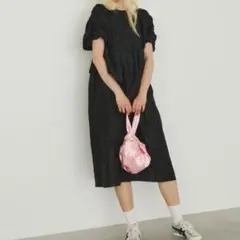 バブルスリーブジャガードドレス