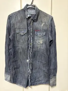 【ダメージ加工、L相当】 DSQUARED2 デニムシャツ薄手