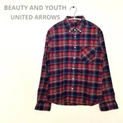 BEAUTY&YOUTH ネルシャツ　赤チェック　S