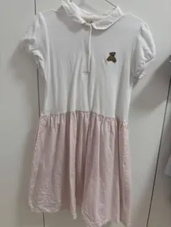 半袖ポロシャツ風ワンピース 白とピンク