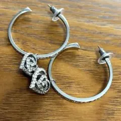 スワロフスキー　フープピアス　ハート