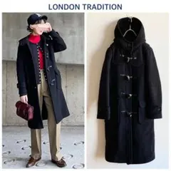 ロンドントラディション 裏チェック ウールメルトン ロング ダッフルコート 34