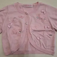 mezzo piano　リボンとパール　ピンクボレロ　90~100