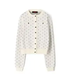 CABaN コットンカシミヤ ドットジャカードクルーネックカーディガン