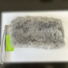 ファー素材 クラッチバッグ グレー
