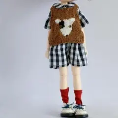 ブライスアウトフィット　ブルテリアニットベストとショートジャンプスーツ　ギンガム
