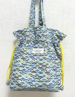 ハンドメイド持ち手着き巾着バックトートバッグ