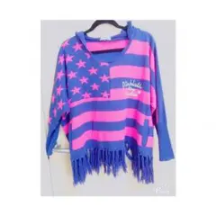 ピンクラテ ポンチョ風ニット