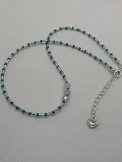 ターコイズとシルバーのビーズネックレス