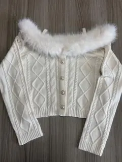 GRL ファーオフショルダーケーブル編みニットトップス 【gn549】