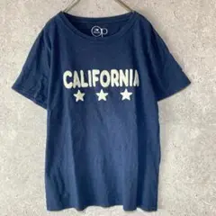 オーシャンパシフィック（L）半袖ロゴTシャツ＊伸縮性＊綿100％＊カジュアル＊紺