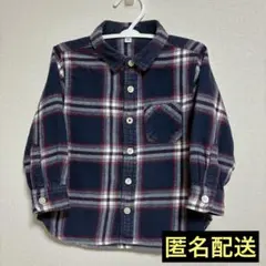 無印良品 長袖シャツ 90cm チェック 男の子 ネイビー