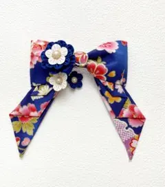 つまみ細工リボン　髪飾り 七五三 成人式 着物 和装　ブルー系