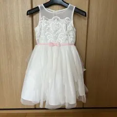 ホワイト 刺繍入りドレス 女児110センチ