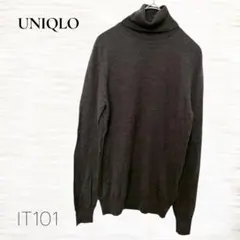 UNIQLO/タートルネックニット/Ｍ/ウール/チャコールブラウン/シンプル