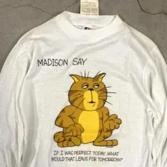 80's USA製 ビンテージ ロンT 猫 ネコ vintage M アニマルのサムネイル