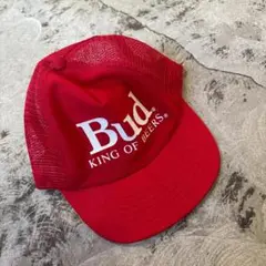 80～90s USA製 Budweiser キャップ 赤 メッシュ バドワイザー