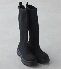 【 美品 】ニットロングブーツ