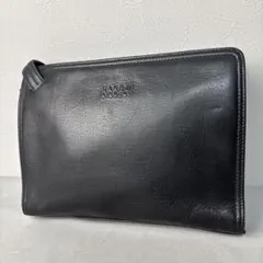 良品✨タケオキクチ クラッチバッグ レザー エンボスロゴ ブラック 黒