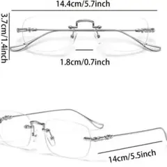 訳あり シルバー メタルフレーム ファッションメガネ　リムレス　縁無し　韓国