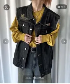 sedacle カットオフデニムワッペンベスト