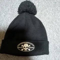 キッズ　ガイコツ　ドクロ　スカル　黒　ニット帽子