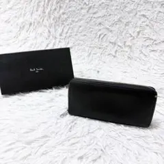 極美品 ポールスミス サフィアーノレザー ラウンドファスナー長財布 黒