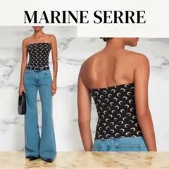 MARINE SERRE ベアトップ　新品 Beige Moon Printed Jersey Second Skin Tube Top by Marine Serre on Sale