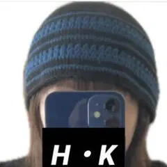 クラッシャーハット　クロシェハット　ビーニー　ニット帽　ハンドメイド