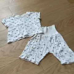 ベビーパジャマセット ホワイト 車プリント