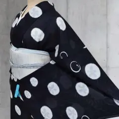 5381❱ フルセット 絽 小紋 名古屋帯 帯揚げ 夏物 薄物 黒 裄68 - メルカリ