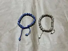 青と茶色のビーズ　ブレスレットセット　陶器製　色違い
