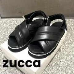 美品zucca ズッカ 黒 2024 プラットフォームサンダル 厚底 箱付