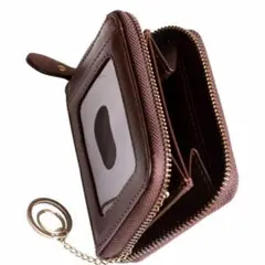 財布 定期入れ パスケース 小銭入れ コインケース ビジネス ダークブラウン