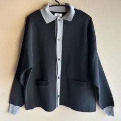 【専用】シンス ルーズフィットニットポロカーディガン 長袖 ブラック S 韓国