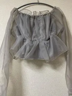 clear グレー長袖 ギャザショート丈ブラウスのサムネイル