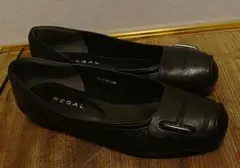 REGAL ブラック レザーフラットシューズ　22cm