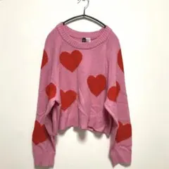 【H&M】ハート柄　ピンク　ニット　セーター