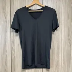 ユニクロ エアリズム 黒のVネック半袖Tシャツ L 新品未使用