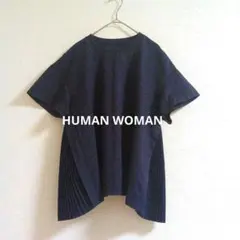 HUMAN WOMAN サイドプリーツ ドッキング チュニック カットソー Мのサムネイル