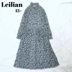 極美品✨レリアン 大きいサイズ 花柄シフォンセットアップ フリルカラー 13+