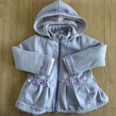 メゾピアノ　薄紫色フード付きコート　120cm