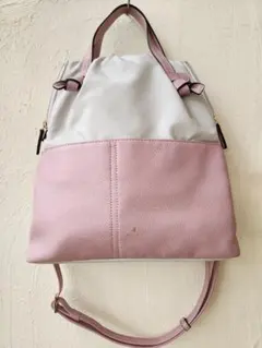 新品未使用 PELLE BORSA人気色ピンクとホワイト2wayショルダーバッグ