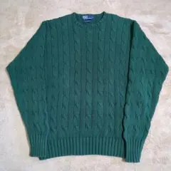 90年代 ポロラルフローレン　コットンニット　ケーブル　グリーン　緑