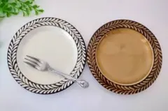 美濃焼 パン皿、フルーツ皿、取り皿など BLOW 2枚 キャメル色・ホワイト色