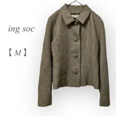 【イングソック】 ジャケット ヘリンボーン レトロ くるみボタン 日本製　秋冬