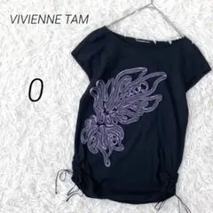ヴィヴィアンタム Tシャツ ブラウス 半袖 刺繍デザイン 裾ギャザー コットンのサムネイル