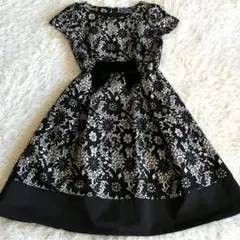 エムズグレイシー フラワージャガード ワンピース 刺繍 黒38