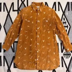 BEAMS BOY ハンティング刺繍 コーデュロイシャツワンピ　キャメルのサムネイル
