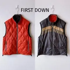 ＊ファーストダウン＊ リバーシブルダウンベスト L 高級フェザー メンズ